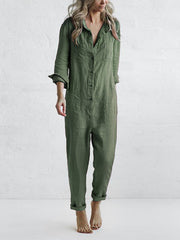 FRIDA - LANGÄRMELIGER JUMPSUIT MIT KNÖPFEN