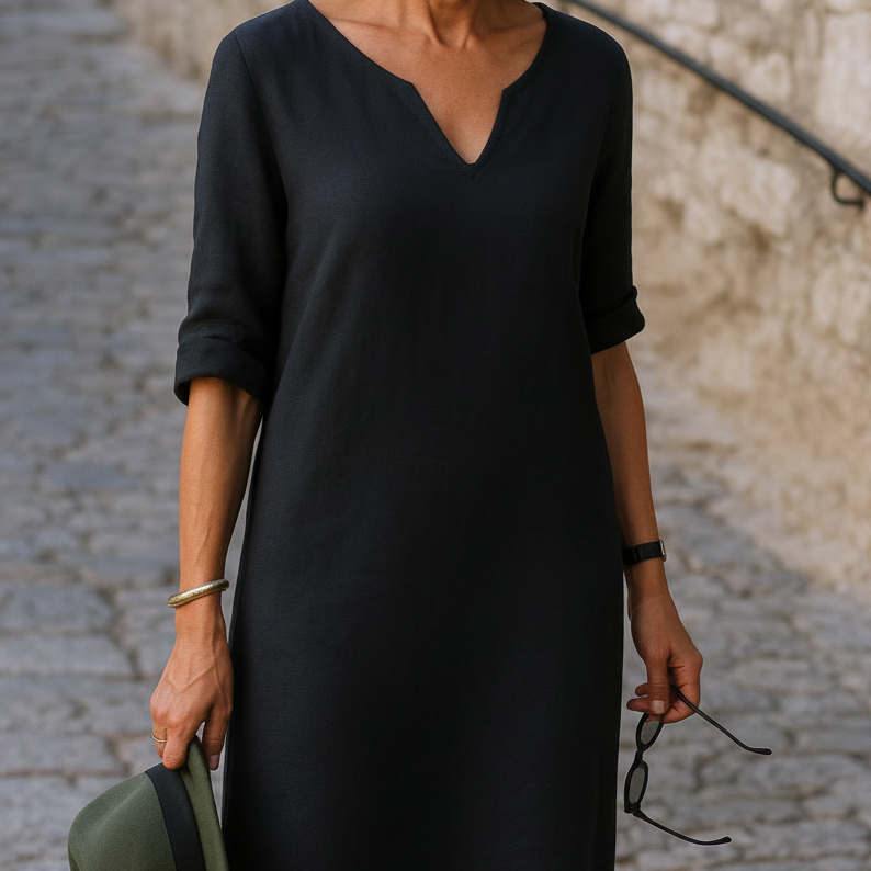 Elvy Sommerkleid mit V-Ausschnitt – Elegant & Figurschmeichelnd