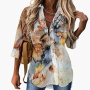Bluse mit Blumenmuster - Damen Freizeitlook mit Kontrast