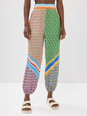 Vollständiges geometrisches Multicolor – Oversized-Hemd und Bloom-Hosen