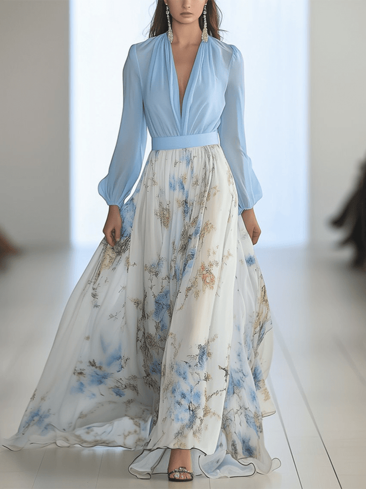 Tess | Langes Kleid mit Blumendruck
