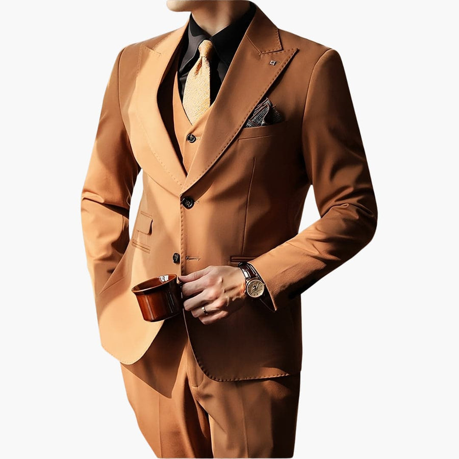 Herren Anzug dreiteilig mit Weste und Slim Fit Schnitt