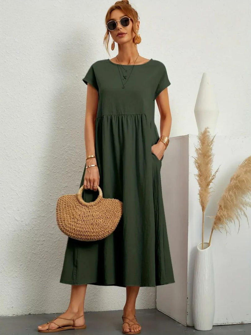 Ruby | Elegantes Essentielles Kleid aus Baumwolle und Leinen