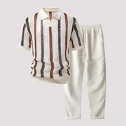 Richards - Bequemes Streifen-Polo und Hosen-Set