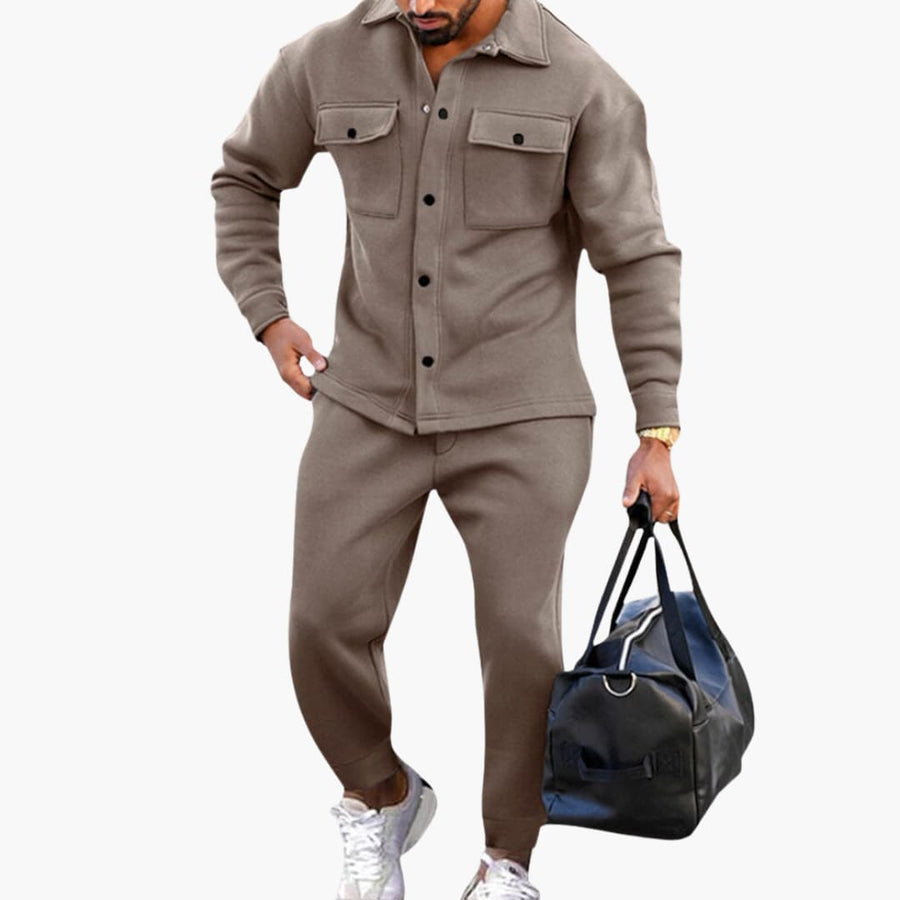 Zweiteiliges Herren Set mit Langarmhemd und Hose