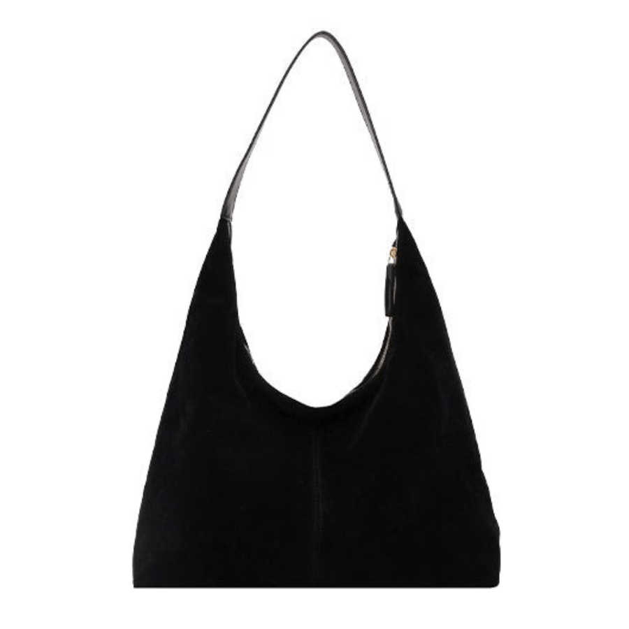 Damenhandtasche aus veganem Wildleder mit Reißverschluss
