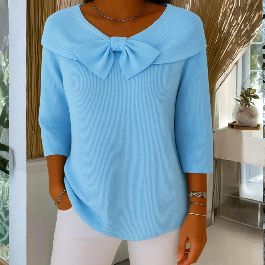 Dorothea | Damen Schleifendetail Dreiviertelärmel Top