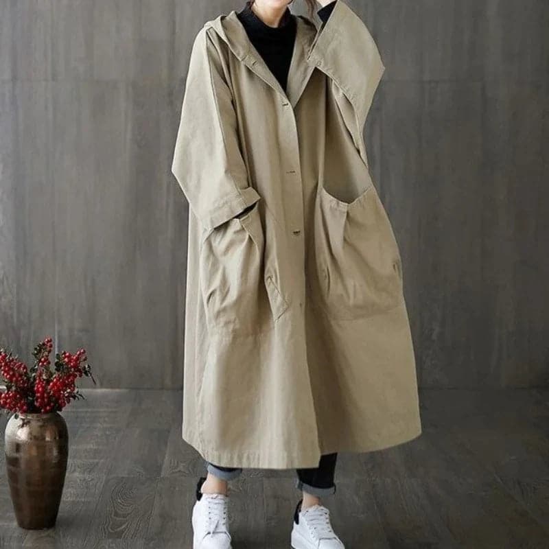Trenchcoat Damen | Oversize Mit Taschen Und Kapuze