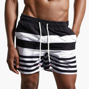 Gestreifte Badeshorts - Herren Schwimmshorts mit Kordelzug