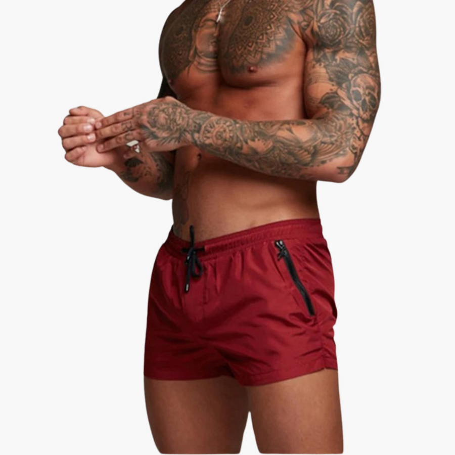 Herren schnelltrocknende Shorts mit elastischem Bund und Reißverschluss