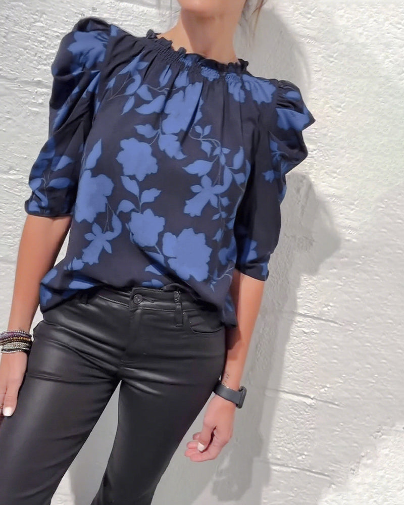 Nina | Modische Damen Bluse modern mit Rüschen & Puffärmel