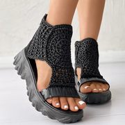 Damen Sandalen mit offener Zehenpartie und Chunky-Plateau-Sohle