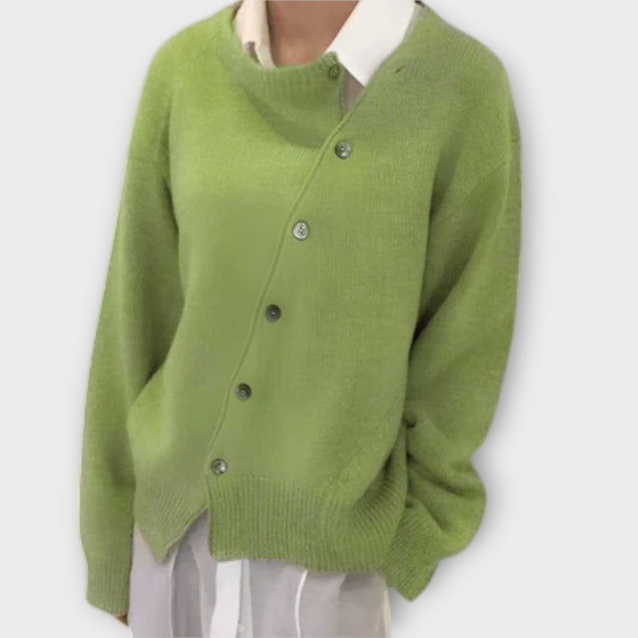 Asymmetrischer Knopf-Cardigan – Mühelose Raffinesse mit modernem Twist