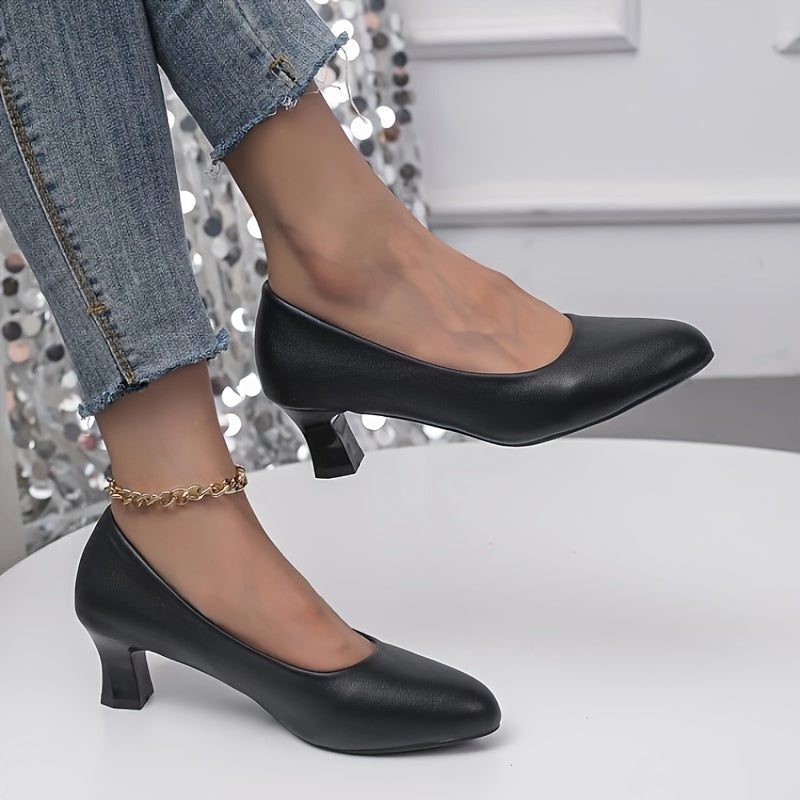 Heidi-Mode | Stilvolle Damen Pumps mit Spitzem Zeh und Blockabsatz