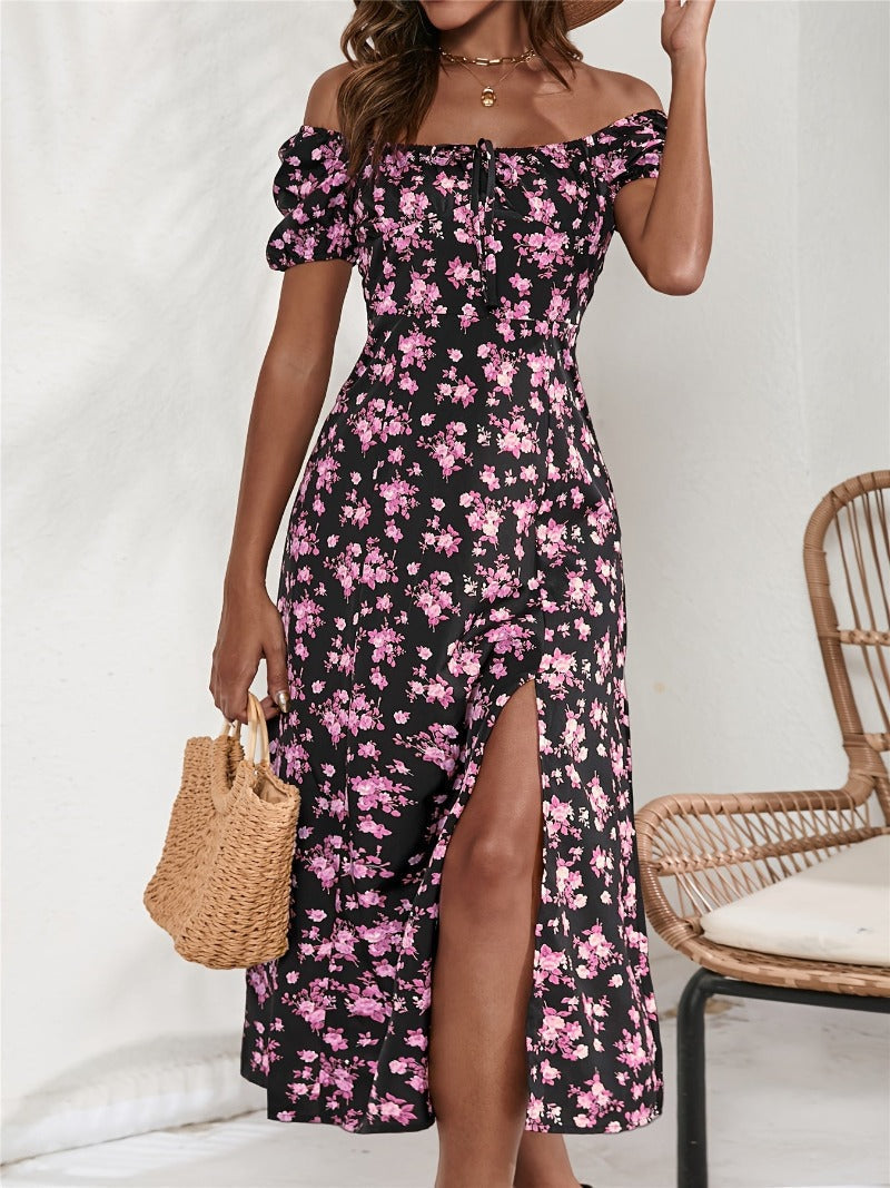 Leichtes | Freizeitkleid mit Schlitz und kurzen Ärmeln für dich