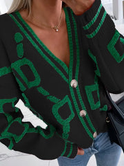 Strickjacke mit V-Ausschnitt und hohem Kontrast