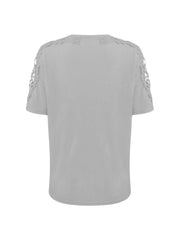Heidi-Mode | Unifarbiges T-Shirt mit Rundhalsausschnitt und Spitzennaht