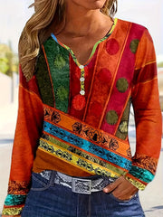 Kajia – Langarm Bluse Mit Ethno Drucken
