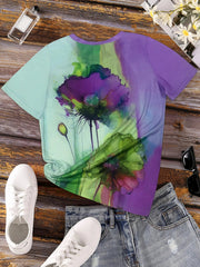 Frieda | t-shirt mit blumendruck und kurzen armeln