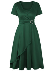 Nora | V-Ausschnitt Midikleid Asymmetrischer Saum