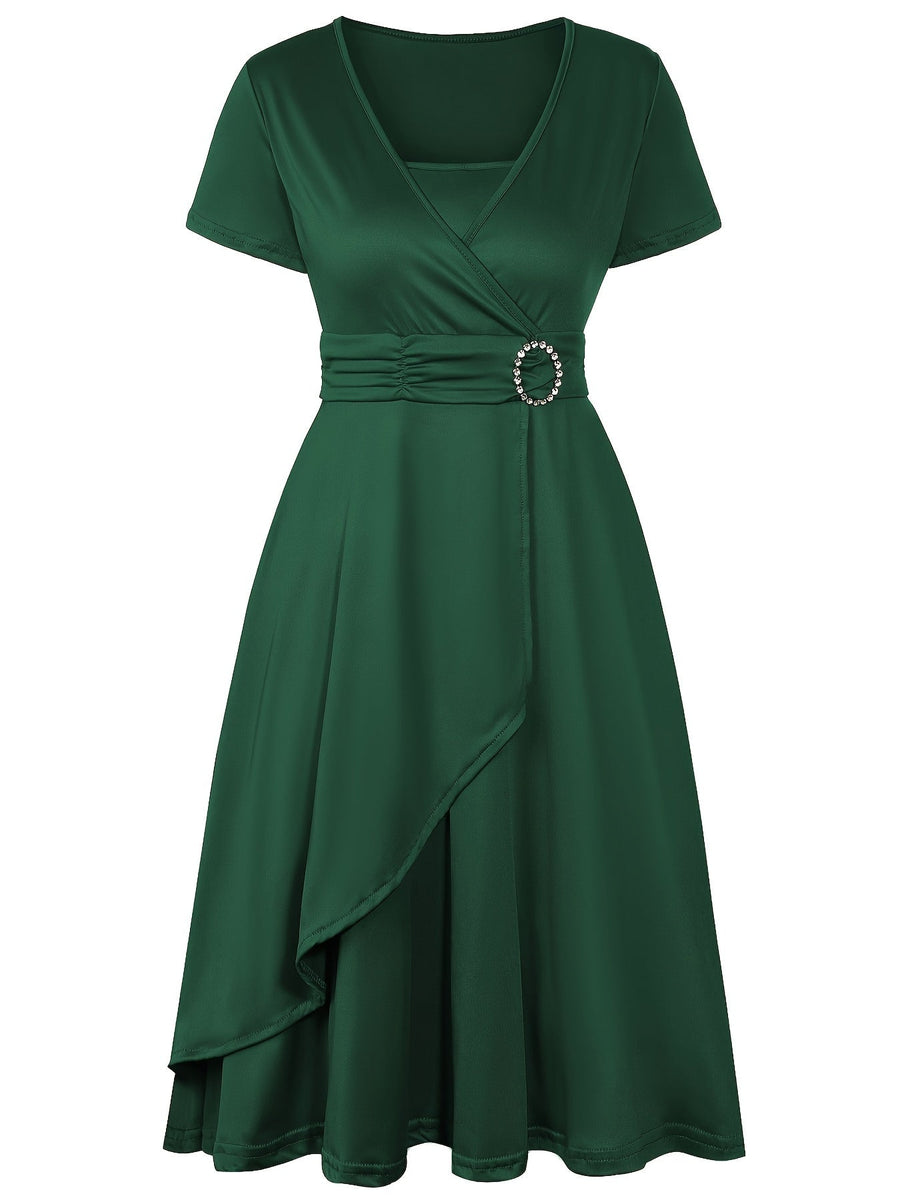 Nora | V-Ausschnitt Midikleid Asymmetrischer Saum
