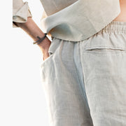 Herren Leinen Shorts mit Kordelzug und Seitentaschen