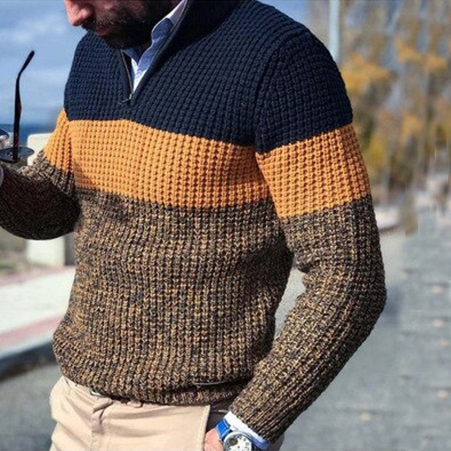 Lässiger Herren-Strickpullover Mit Halbem Reißverschluss | Winter