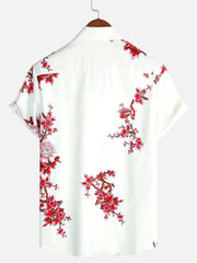 Jackson | Kurze Ärmel Weiß Floral bedrucktes Sommerhemd