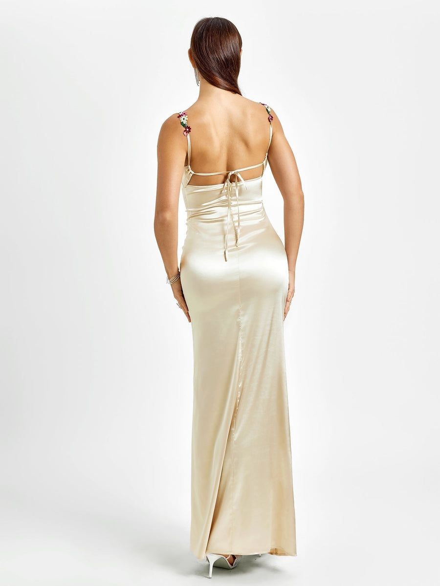 Flora | Satin Maxikleid für den Abend