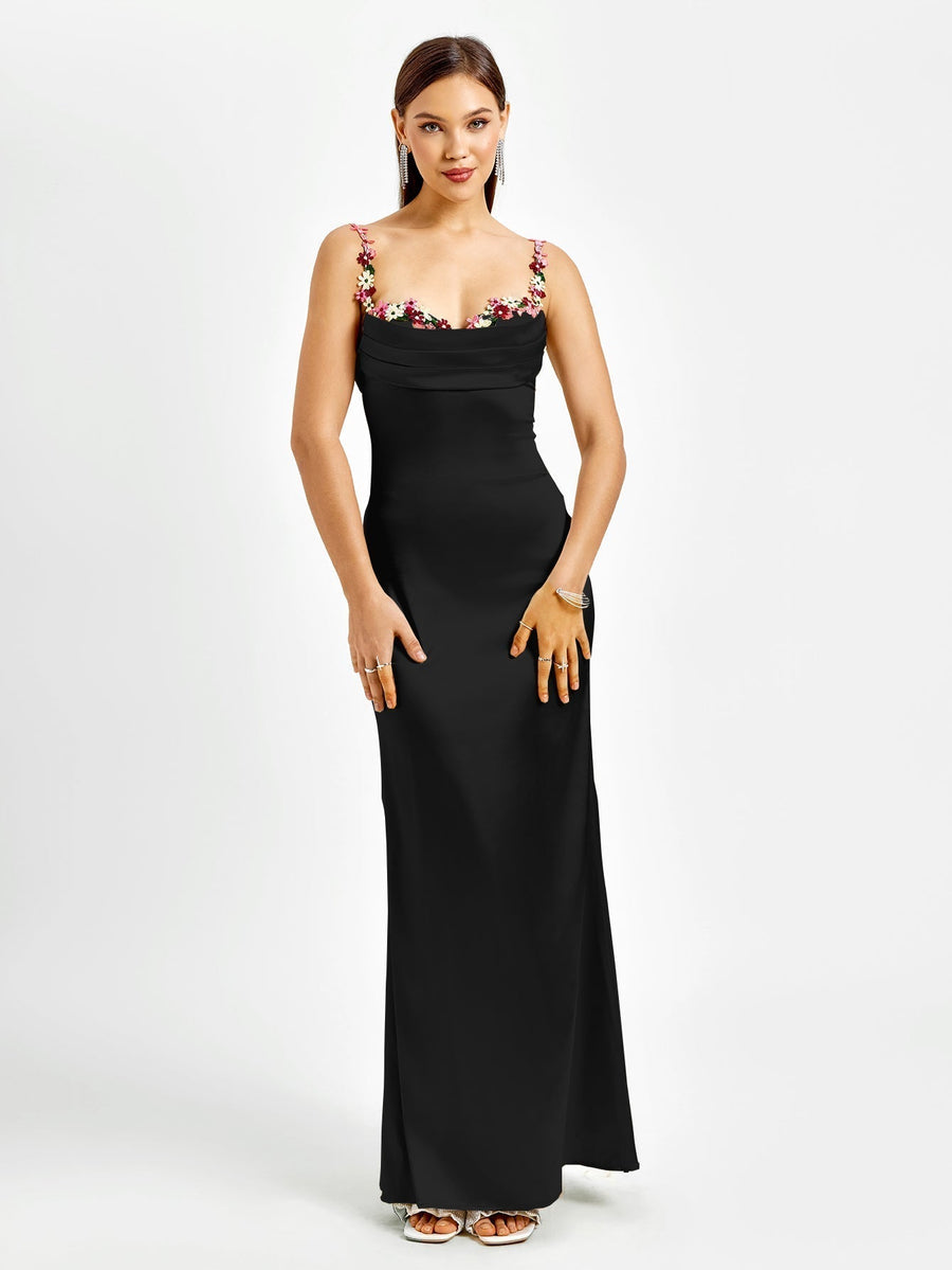 Flora | Satin Maxikleid für den Abend