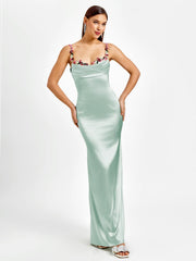 Flora | Satin Maxikleid für den Abend