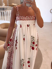 Maxikleid mit Trägern im Boho-Stil & Empire-Schnitt – Floral & Luftig