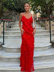 Elegantes Rotes Chiffon-Unterkleid Damen