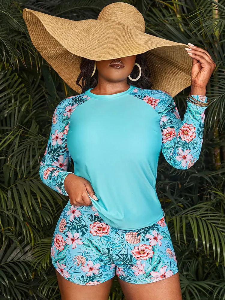 Heidi-Mode | Blumen Uv Schutz Zweiteiliger Badeanzug
