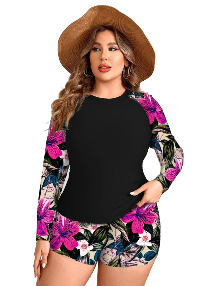 Heidi-Mode | Blumen Uv Schutz Zweiteiliger Badeanzug
