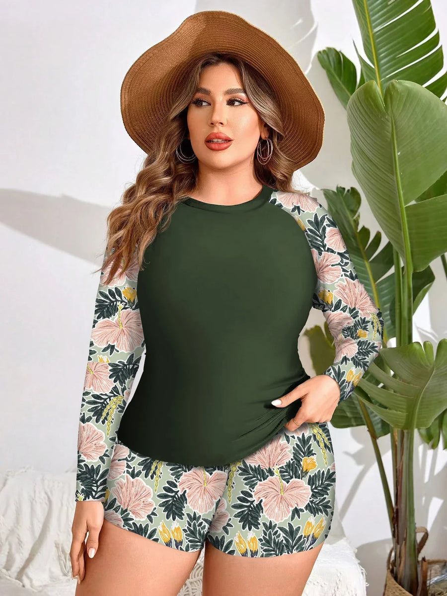 Heidi-Mode | Blumen Uv Schutz Zweiteiliger Badeanzug