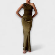Elissa | Elegantes Ein-Schulter Falten Maxi Kleid