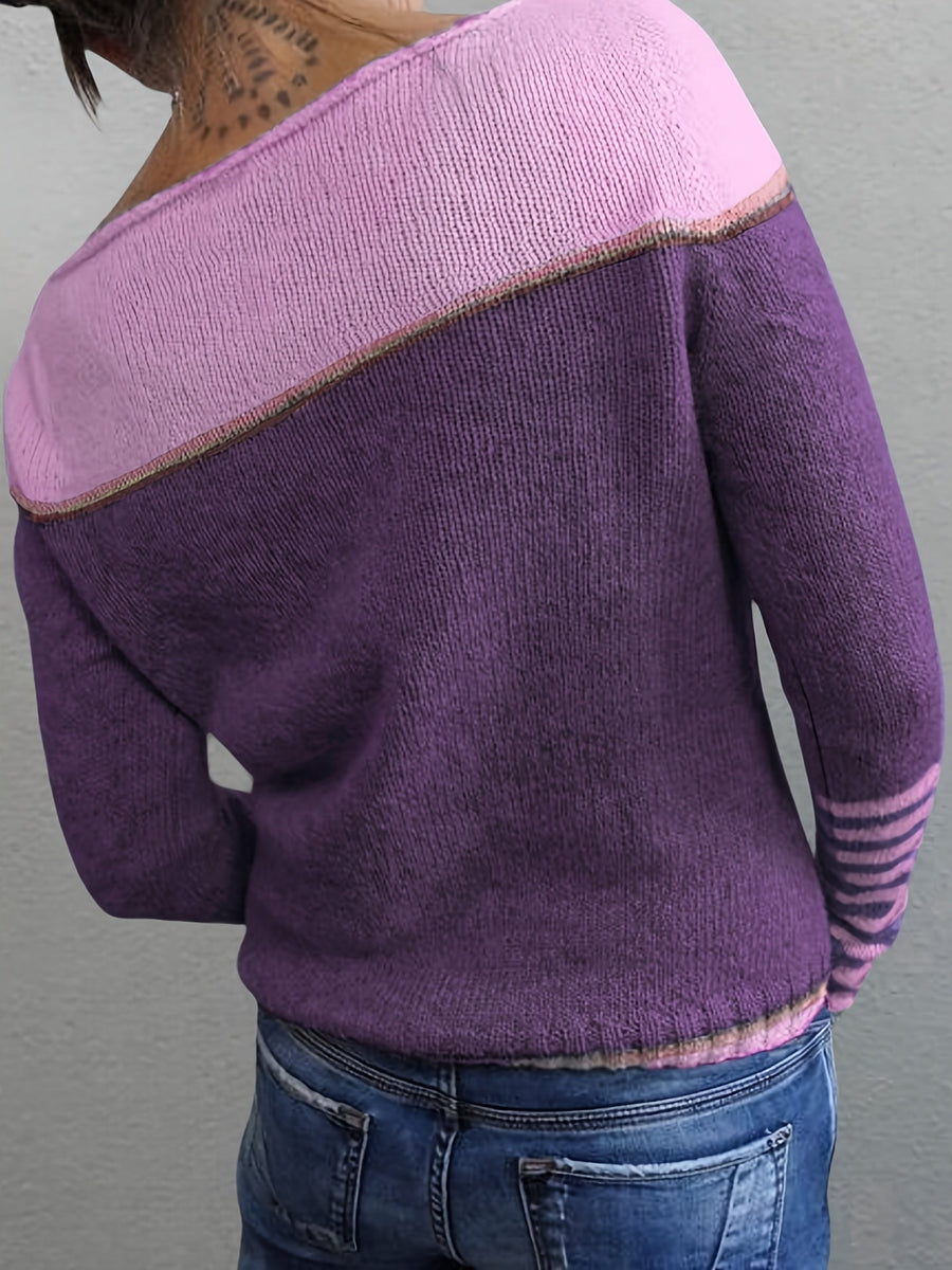 Mia | Eleganter Pullover Damen breit und gestreift