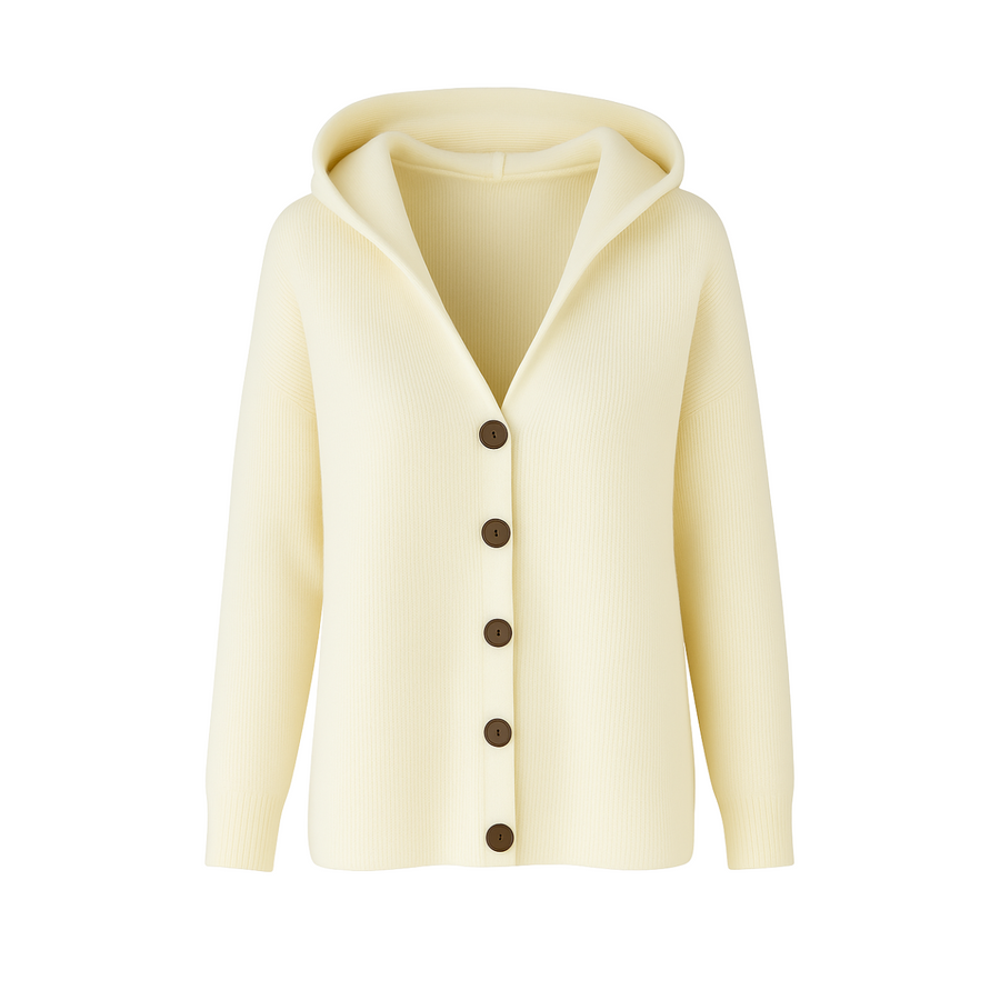 Elise Elegante Strickjacke mit Kapuze | Beige