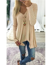 Damen nan lockerfallende Rippstrick Tunika mit V-Ausschnitt und asymmetrischem Saum Drune