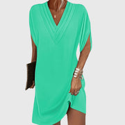 Nicole | Damen V-Ausschnitt Lockeres Mini Kleid