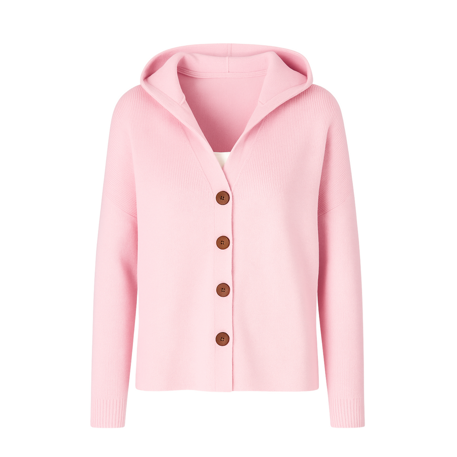 Elise Elegante Strickjacke mit Kapuze | Rosa