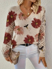 Rayuela Eleganter Pullover mit Blumendessin | Rot