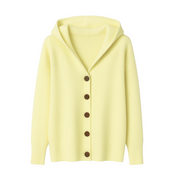 Elise Elegante Strickjacke mit Kapuze | Gelb