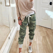 Damen nan lässige Camouflage Jogginghose mit Kordelzug und gerippten Bündchen Drune