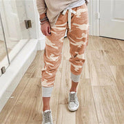 Damen nan lässige Camouflage Jogginghose mit Kordelzug und gerippten Bündchen Drune