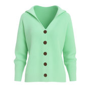 Elise Elegante Strickjacke mit Kapuze | Grün