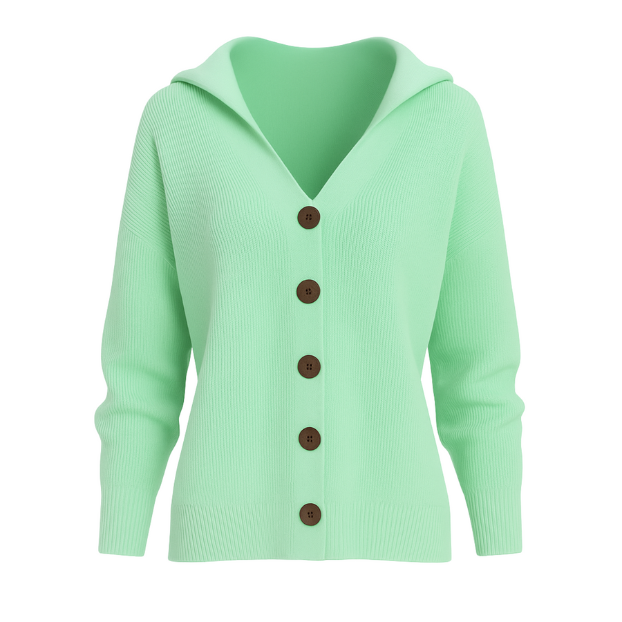 Elise Elegante Strickjacke mit Kapuze | Grün
