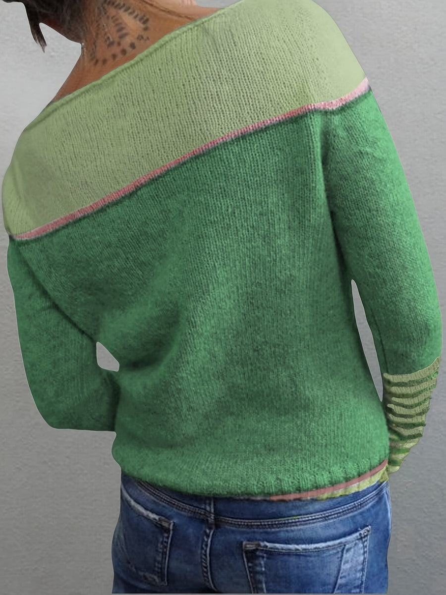 Mia | Eleganter Pullover Damen breit und gestreift