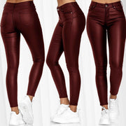 Damen nan highwaist vegane Lederleggings mit hoher Elastizität und Five-Pocket-Optik Drune